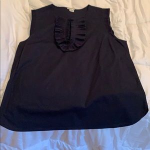 Sleeveless tank ruffled collar and trim j crew